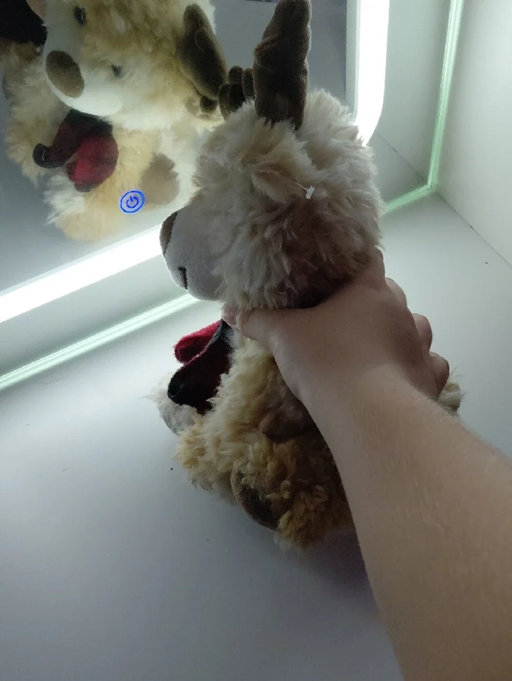 Plush Reindeer Dog Toy in Cream and Brown - Soft Squeaky Plush